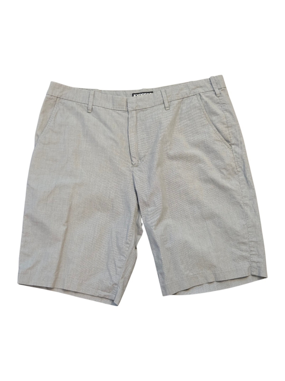 Express Men’s Light Gray Seersucker Flat-Front Shorts - Size 33